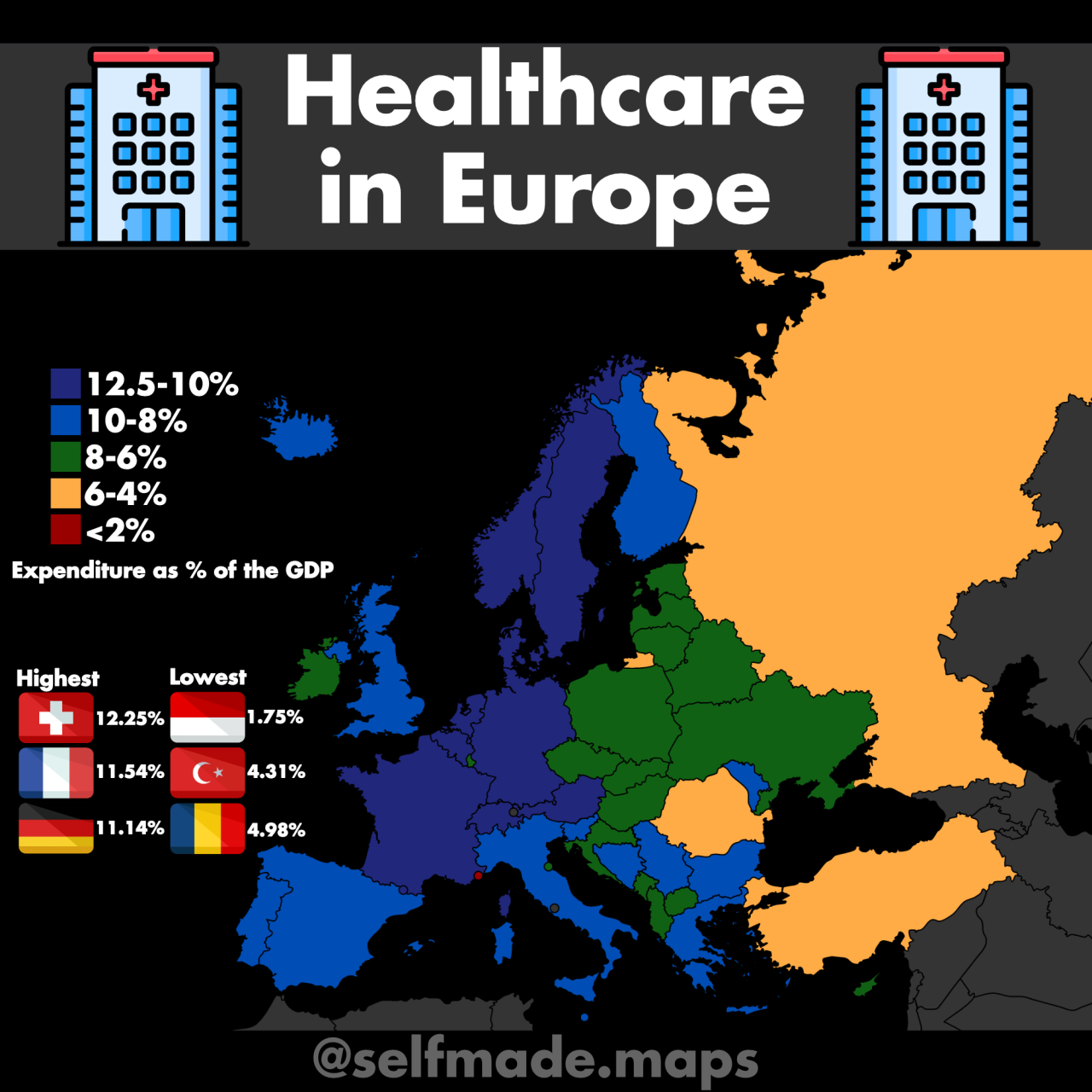 Healthcare Expenditure in Europe : r/MapPorn Healthcare Expenditure in Europe : r/MapPorn